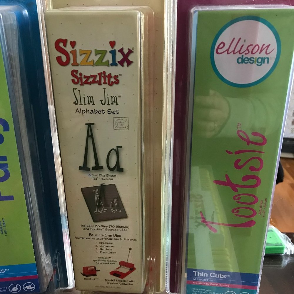Brand New lot of two Sizzix Sizzlits Alphabet Die Sets "Slim Jim" and "Tootsie"